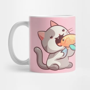 Cat eating goldfish Mug